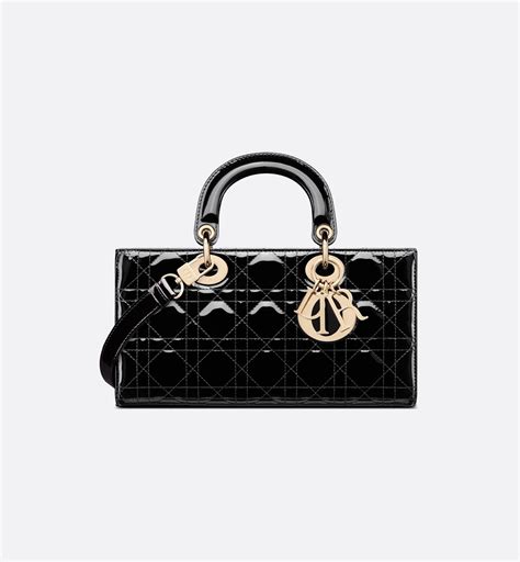 Mittelgroße Lady Dior Tasche Cannage Kalbslackleder in 